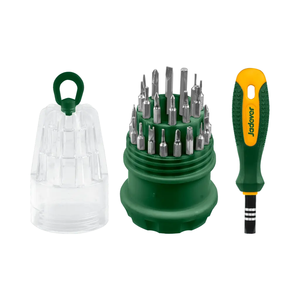 KIT Destornilladores de Precision 31 en 1 -  Acero CR-V - 30 Puntas de 4x28mm: 7 SL + 4 PH + 6 Hexagonal + 8 TORX + U2.0 + Y3 + 5 Estrella 2.0 + Punzon +Triangulo 2.3