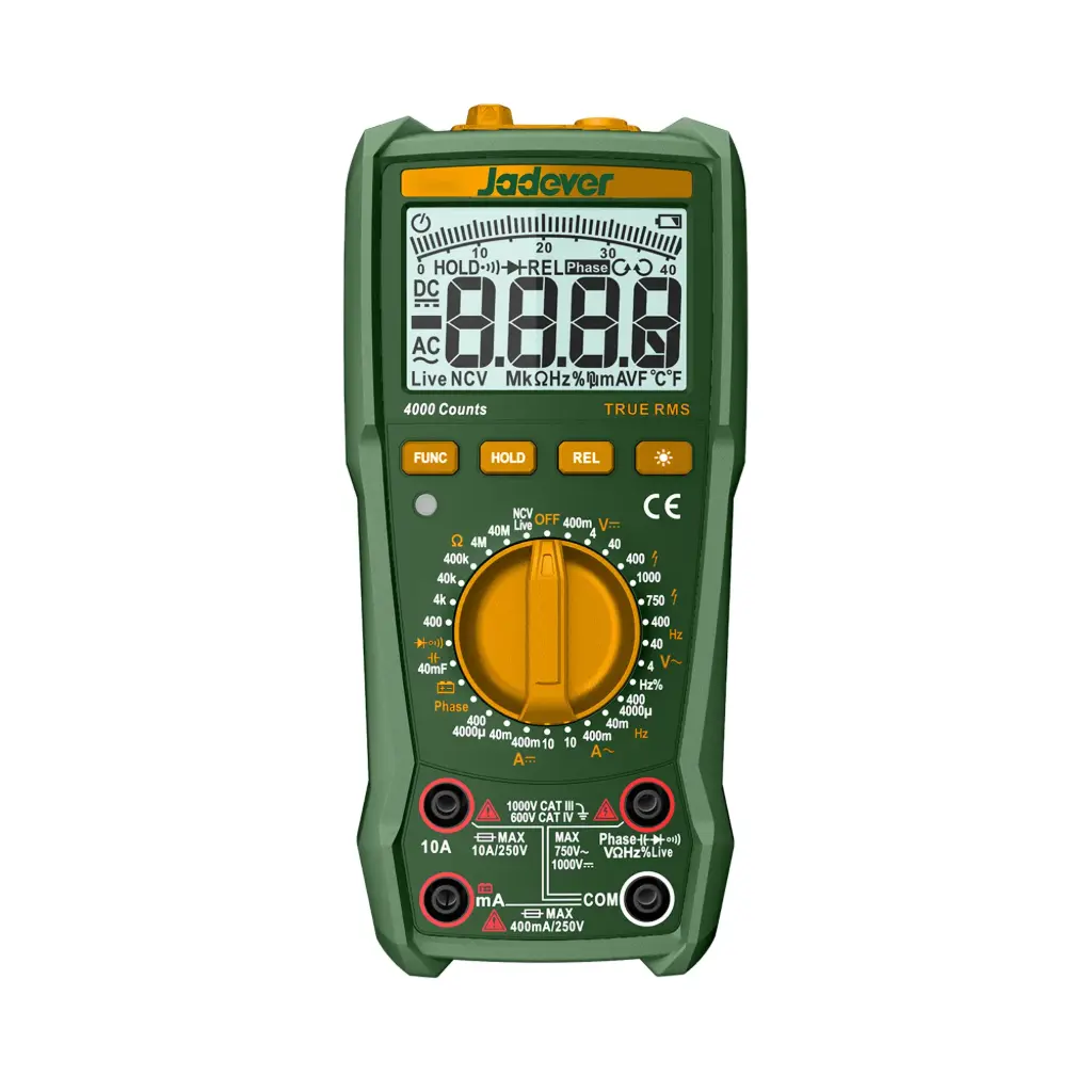 Multimetro Digital - 4000 Cuentas RMS Reales - Voltaje CC: 400MV-1000MV - Voltaje CA: 4V-750V - Corriente CC/CA 40MA-10A