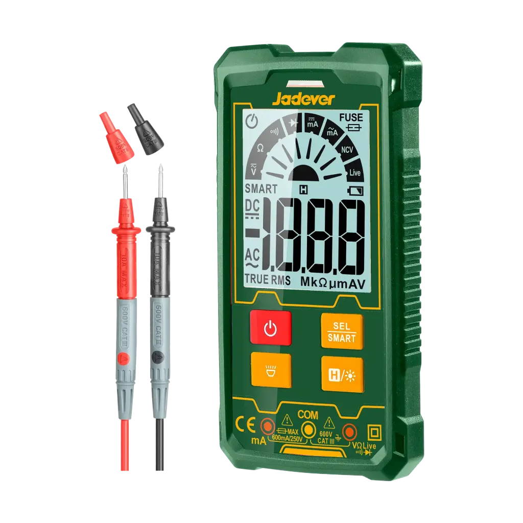 Multimetro Digital - 2000 Cuentas RMS Reales - Voltaje CC/CA: 2V-600V - Corriente CC/CA 20MA-600MA - Deteccion de Voltaje Sin Contacto - Prueba de Diodo