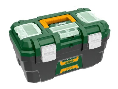 Caja de Herramientas de Plastico 19" - 480x280x140mm, Material PP, Hebilla de Metal, Carga Max 18KG, Tapa Superior con 3 Zonas de Almacenamiento y Funcion de Bascula, con Bandeja de Plastico
