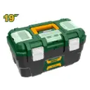 Caja de Herramientas de Plastico 19" - 480x280x140mm, Material PP, Hebilla de Metal, Carga Max 18KG, Tapa Superior con 3 Zonas de Almacenamiento y Funcion de Bascula, con Bandeja de Plastico