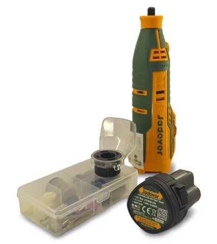 Mini Torno Inalambrico 8000-32000 RPM - Voltaje 12V - Pinza: 3,2mm - Control de Velocidad Variable - Carga USB Tipo C (Cargador No Incluido) - Incluye Accesorios y Puntas