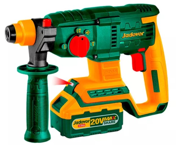 Rotomartillo Inalambrico Brushless 1100RPM Con bateria Li-Ion 3AH + Cargador - Voltaje 20V - Tasa de Impacto 54000BPM - Energia Impacto 2.0J - Sistema SDS