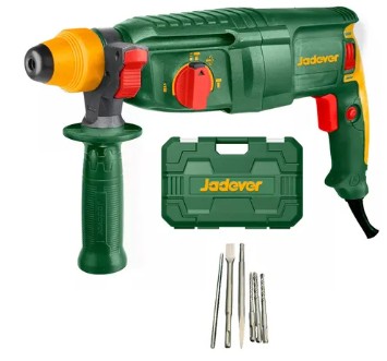 Rotomartillo 800W - Voltaje 220-240V 50/60HZ - Velocidad Sin Carga 0-1100RPM - Tasa de Impacto 0-4000BPM - Energia de Impacto 2.5J - Sistema de Mnadril SDS PLUS - Incluye 5 Accesorios SDS