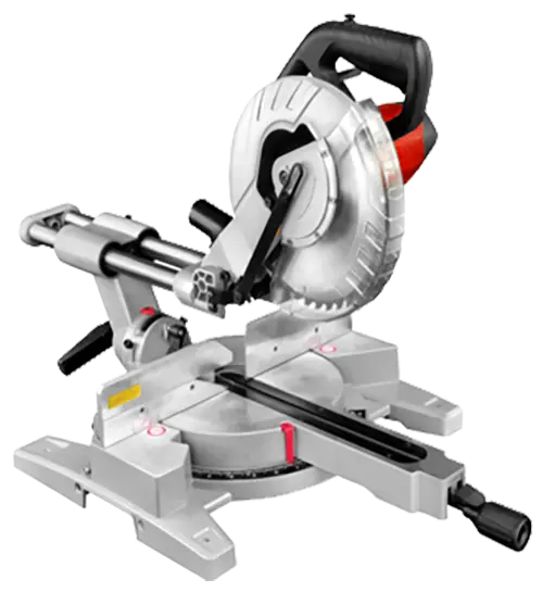 SIERRA INGLETADORA TELESCOPICA 1650W DISCO DE CORTE 255MM MOVILIDAD HASTA 45° PESO 18.5KG INCLUYE TORNILLO DE BANCO, CONJUNTO DE SOPORTE (2PCS), CONJUNTO DE BOLSA DE POLVO, REGLA TRIANGULAR, CARBONES