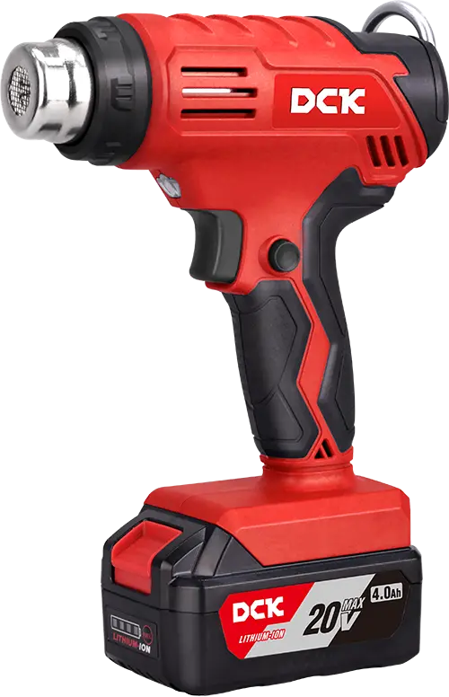 PISTOLA DE CALOR INALAMBRICA POTENCIA 300W TEMPERATURA MAX. 550°C TEMPERATURA Y FUERZA DEL AIRE REGULABLE EN 2 VELOCIDADES PESO 0.6KG