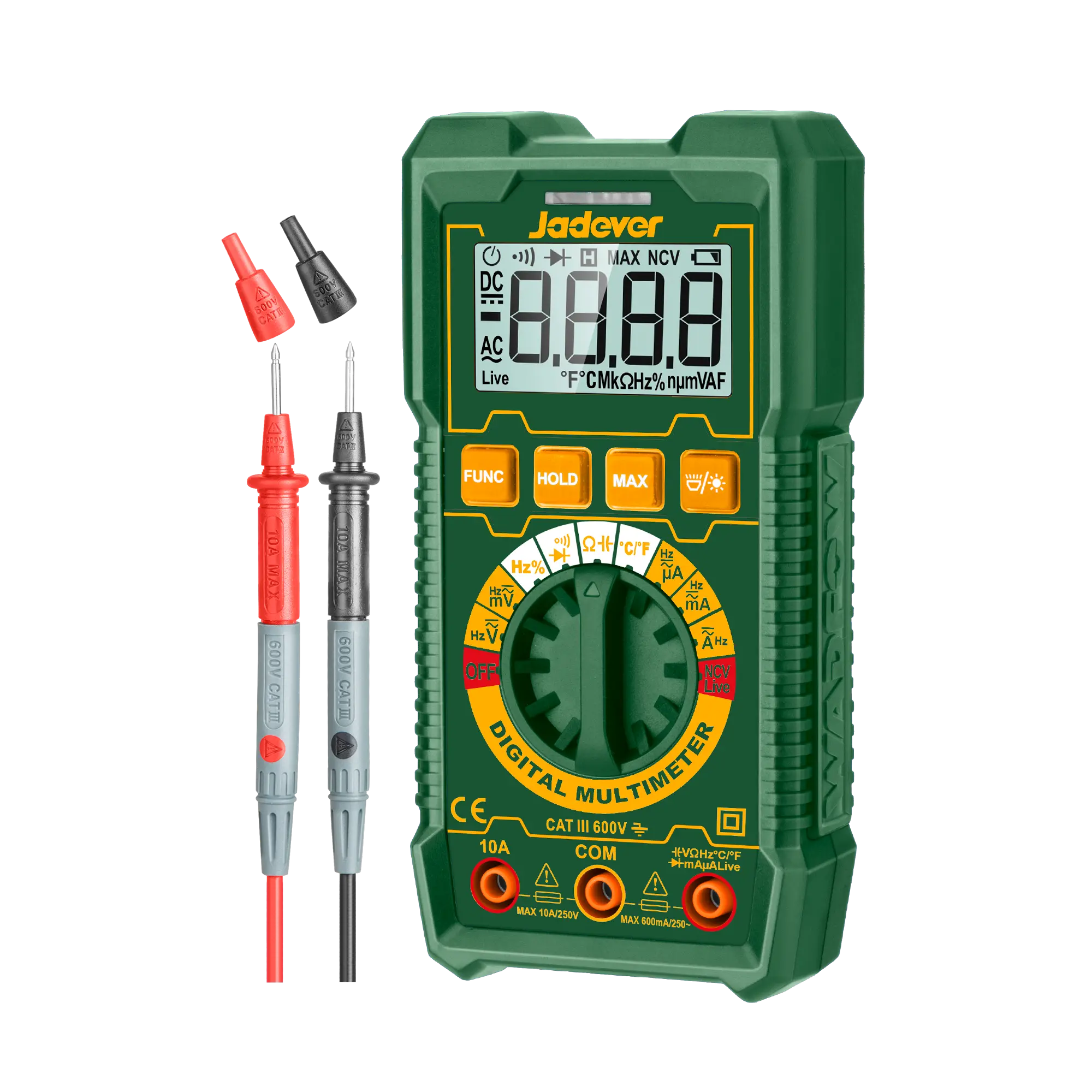 Multimetro Digital - 4000 Cuentas RMS Reales - Voltaje CC: 400MV-600V - Voltaje CA: 400MV-600V - Corriente CC/CA 400MA-10A