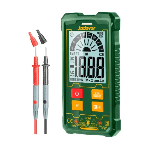 [JDDM1505] Multimetro Digital - 2000 Cuentas RMS Reales - Voltaje CC/CA: 2V-600V - Corriente CC/CA 20MA-600MA - Deteccion de Voltaje Sin Contacto - Prueba de Diodo