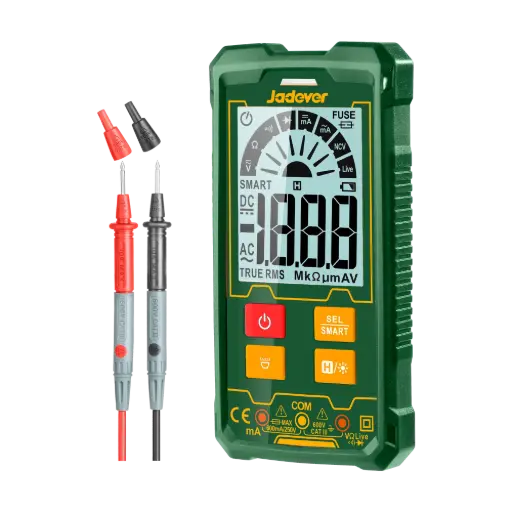 [JDDM1505] Multimetro Digital - 2000 Cuentas RMS Reales - Voltaje CC/CA: 2V-600V - Corriente CC/CA 20MA-600MA - Deteccion de Voltaje Sin Contacto - Prueba de Diodo