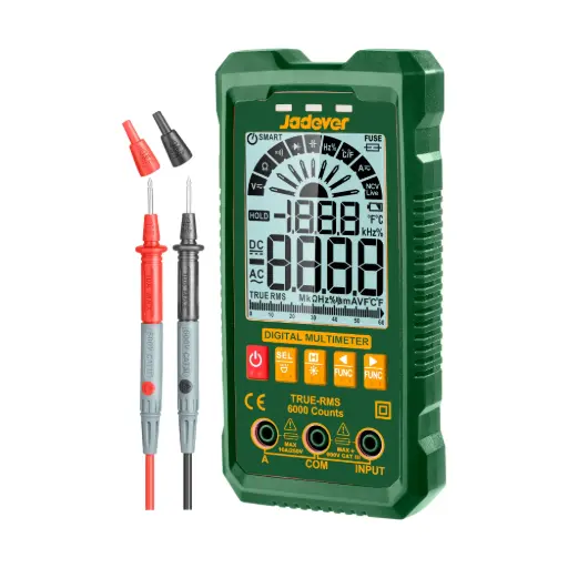 [JDDM1507] Multimetro Digital - 6000 Cuentas RMS Reales - Voltaje CC: 600MV-600V - Voltaje CA: 6V-600V - Corriente CC/CA 600MA-10A