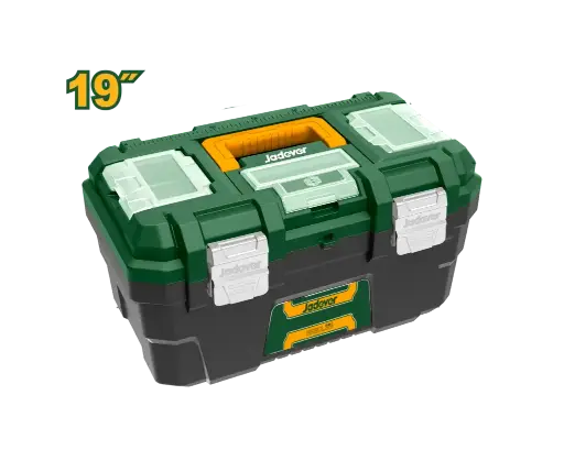 [JDTB3319] Caja de Herramientas de Plastico 19" - 480x280x140mm, Material PP, Hebilla de Metal, Carga Max 18KG, Tapa Superior con 3 Zonas de Almacenamiento y Funcion de Bascula, con Bandeja de Plastico