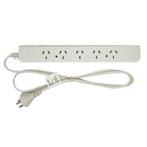 [PX5B-1.5] PROLONGADOR MULTIPLE 5 TOMAS, BLANCO, 1,5  MTS DE CABLE 3X0,75MM, 250V, 10A, 2200W  MAX. PROTECTOR TERMICO