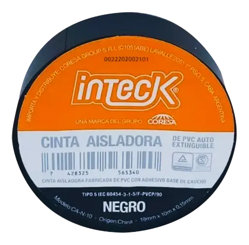 [CA-N-05] CINTA ADHESIVA PVC INTECK - NEGRA 5  METROS