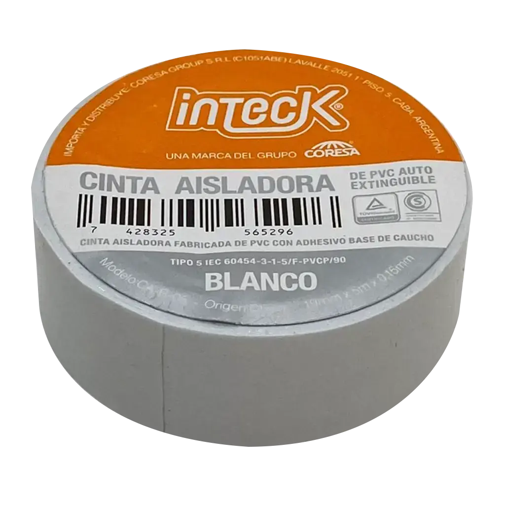 CINTA ADHESIVA PVC INTECK - BLANCA 5  METROS