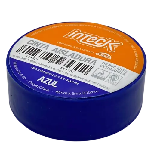 [CA-A-05] CINTA ADHESIVA PVC INTECK - AZUL 5 METROS
