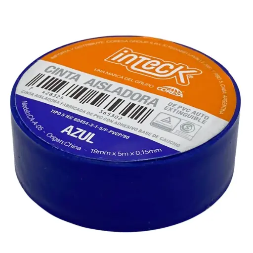 [CA-A-05] CINTA ADHESIVA PVC INTECK - AZUL 5 METROS