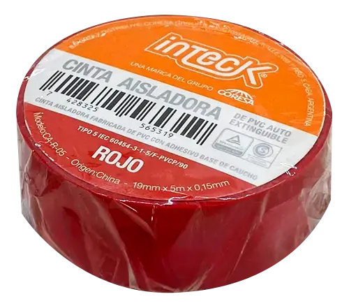 [CA-R-05] CINTA ADHESIVA PVC INTECK - ROJA 5 METROS
