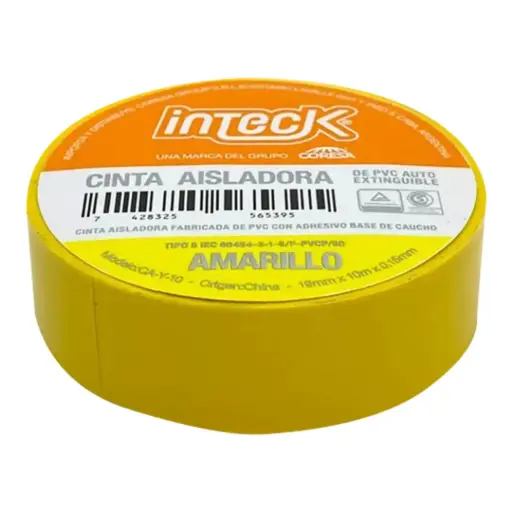 [CA-Y-05] CINTA ADHESIVA PVC INTECK - AMARILLA 5  METROS
