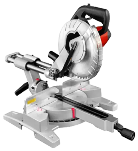 [KJX06-255] SIERRA INGLETADORA TELESCOPICA 1650W DISCO DE CORTE 255MM MOVILIDAD HASTA 45° PESO 18.5KG INCLUYE TORNILLO DE BANCO, CONJUNTO DE SOPORTE (2PCS), CONJUNTO DE BOLSA DE POLVO, REGLA TRIANGULAR, CARBONES